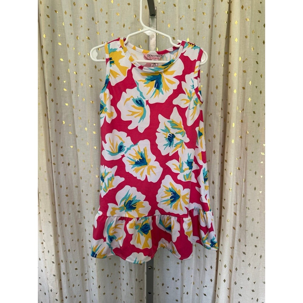 Cooke Street Hawaii Hawaiian Vibrant Colorful Floral Ruffle Hem Sun Dress XS